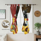 Cows Sunflowers Bedroom Curtains 72 Inch Length, Window Curtains Tab Top, Rustic Farms Barns Flowers Bees Animals Light Filtering Window Treatments Drapes 52"x72" 2 Panel