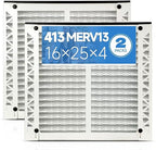 2 Pack 413 Replacement Filter Compatible with AprilAire Whole House Air Purifiers Model 1410, 1610, 2410, 2416, 3410, 4400, Size:16x25x4(15.5" x 27.36" x 3.77") MERV 13 Pleated HVAC AC Furnace Filter