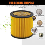 Replacement Filter for Vacmaster 5-20 Gallon/Hart Shop Vacuum 5-17 Gallon, Replaces Hart VCFS 3701 Filter/VCFF Filter, Fits most Shop-Vac/Craftsman Vacuum, with 2x Wet Foam Sleeve