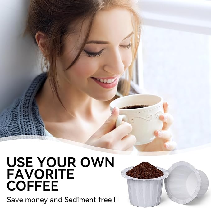 200 Count Fanativita K Cup Coffee Filters Disposable for Keurig Single Cup, Compatible with All Reusable K Cups (White)