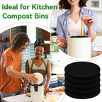 6 Pack Charcoal Filters for Compost Bucket, 6.7 Inch Compost Filters for Countertop Bin, Activated Carbon Replacement Filters for Kitchen Compost Bins, Home Bucket Compost Bin Refill, Round