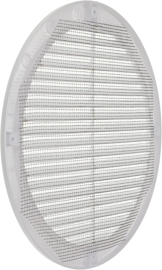 Vent Systems 8" Inch (Opening Dimensions) - Pack of 2 - White Soffit Vent Cover - Plastic Round Air Vent Grille - Built-in Mesh Screen - HVAC Register Louver for Bathroom, Home, Kitchen