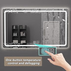 Bathroom Mirror with LED Lights, Lighted Bathroom Makeup Wall Mounted Mirror with Demister Pad, 3-Color Dimmable LED Light, for Wall Decor, Vanity, Living Room(A,75x100cm)