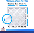 Filter King 6.5x28x1 Air Filter | 4-PACK | MERV 8 HVAC Pleated A/C Furnace Filters | MADE IN USA | Actual Size: 6.5 x 28 x .75"
