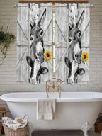 Grey Farmhouse Living Room Curtains 72 Inches Length, Vintage Sunflowers Animals Printed Window Treatment Curtain Drapes, Light Filtering Drapes for Bedroom Laundry Room, 52"x72", 2 Panels