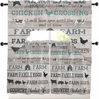Farmhouse Swag Kitchen Curtains Valance and Tier Set, Green Black Barn Cow Pig Chicken Brown Wood Grain Light-Filtering Swag Valance 24 Inch Length, Rod Pocket Short Curtain for Bedroom Cafe