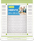 24x24x2 Air Filter AC Furnace MERV 13 Comparable with MPR 1900 FPR 10 HVAC Air Condition cabin Vent Fan Electrostatic Pleated Actual Size 23.43 x 23.43 x 1.75 6 Packs