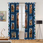 2 Panel Kitchen Cafe Curtains, Desert Camels Sunlight Filtering Nature Air Through, Home Decor Window Covering Tier Curtains for Living Room 104W x 90L inch Wildlife Brown Animals Blue Geometric