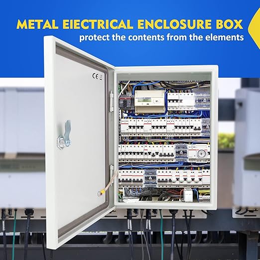 Outdoor Electrical Junction Box, 12 x 10 x 6'' NEMA 4X Enclosure Box, Wall Mounted IP66 Waterproof & Dustproof Lockable Metal Junction Box