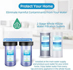 Geekpure 2 Stage Whole House Water Filter System with 10-Inch Big Clear Housing PP and Carbon Filters-1"NPT