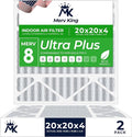MervKing 20x20x4 Air Filter Actual Size: 19.88" x 19.88" x 4.31" MERV 8 MPR 600-700 | MADE IN USA | 2-Pack | Pleated HVAC AC Furnace Replacement