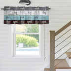 Laundry Rules Valances for Windows, Retro Blue White Wood Board Grain Kitchen Valance Light Filtering Rod Pocket Short Curtains for Kitchen Bathroom, 1 Panel, 60"x18"