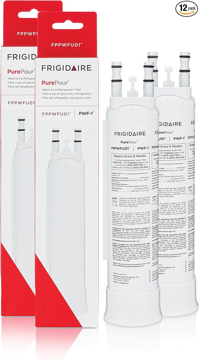 Frigidaire FPPWFU01 PurePour™ PWF-1™ Refrigerator Water Filter Replacement | (Pack of 12)