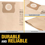 DEWALT DXVA19-4104 Dust Filter Bags, High Efficiency Replacement Bags for DEWALT Wet Dry Vac 5-8 Gallon, Wet Dry Vac Accessories, Dust Collection Bag Vacuum Bag