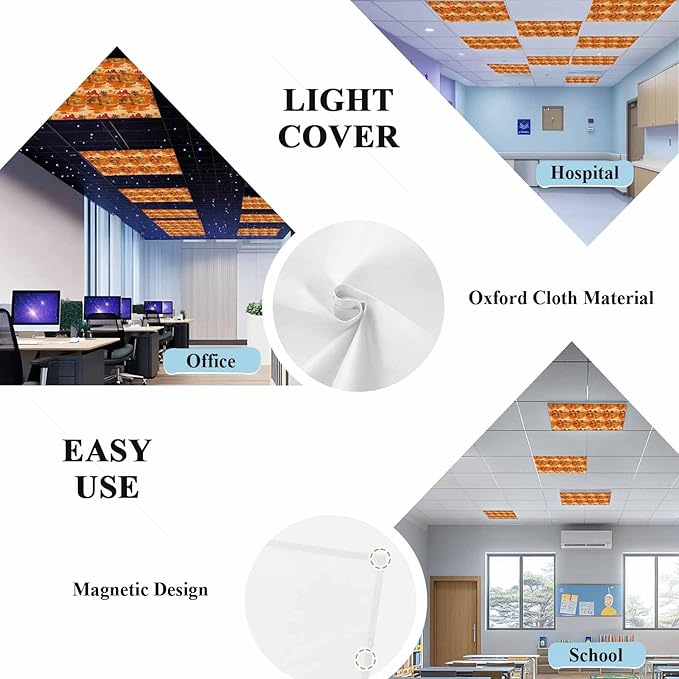Tropical Plant Cactus Fluorescent Light Covers 3 Pack Western Cowboy Horse Sunset Deserts Orange Magnetic Fluorescent Ceiling Lights Filters for Office Classroom Home Drop Ceiling 4x2 Feet