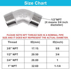 45 Degree Elbow 2PCS, 1/2" NPT Male X 1/2" NPT Male 304 Stainless Steel Pipe Fitting, Connector Coupler Apply to Outdoor/Garden/Industrial