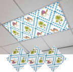 3 Pack Fluorescent Light Cover, Camels Palm Trees Light Covers for Ceiling Lights, Tropical Desert Animal Plants Polka Dot Magnetic Lights Filters Ceiling Shade for Classroom/Office - 4 x 2 Feet