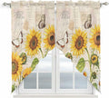 Yellow Sunflowers Swag Valances for Windows, Country Farm Butterfly Flower Light Beige Rod Pocket Kitchen Curtains Valance, Kitchen Window Curtains Swag for Cafe Living Room, 2 Panels, 36x63 inch