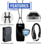 AirTamer A310PMB Personal Rechargeable and Portable Air Purifier Negative Ion Generator, Proven Performance, Black with Leather Travel Case