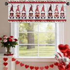 I Love U Valance Curtains for Kitchen, Valentine's Day Dwarf Romantic Wood Grain Privacy Rod Pocket Valance Curtain, Light-Filtering Window Treatment for Bedroom Bathroom, 42"x12"