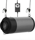 Air Carbon Filter with Built-in Fan, 4 Inch, Australian Virgin Charcoal, Carbon Filter for Grow Tent, Hydroponics, with Speed Control, Prefilter and Hanging Ropes