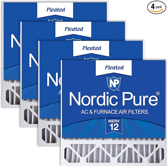 Nordic Pure 20x20x5 (Actual Size: 19 5/8 x 19 7/8 x 4 3/8) Honeywell/Lennox Replacement MERV 12 Air Filters 4 Pack