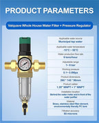 Spin Down Sediment Filter with Water Pressure Regulator, 2 in 1 Whole House Prefilter System with Gauge,50 Micron, 1.25" MNPT + 1" FNPT + 1" MNPT, Heavy Duty Brass