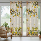 Summer Gnome Outdoor Curtains for Patio Gnome Lemon Leaf Vintage Waterproof Outside Curtains with Grommet Top Weatherproof Curtain for Cabana Pergola Gazebo, 1 Panel, 54" W x 108" L