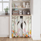 Easter Kitchen Curtains 45 Inch Long 2 Panel Set,Rod Pocket Window Treatment,Spring Farmhouse Watercolor Bunny Eggs Wood Grain Light Filtering Short Curtains & Drapes for Bathroom Laundry 52"W x 45"L