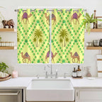 2 Panel Kitchen Cafe Curtains, Desert Sand Camels Sunlight Filtering Nature Air Through, Window Decor Tier Curtains for Living Room 104W x 63L inch Palm Trees Tropical Plants Polka Dot Yellow