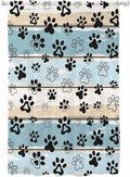 Sheer Curtains 72 Inches Long, Blue Beige Paw Print Semi Sheer Curtains Light Filtering Window Treatment, Vintage Farmhouse Country Wood Grain Privacy Voile Drapes for Living Room Bedroom 52x72 Inch
