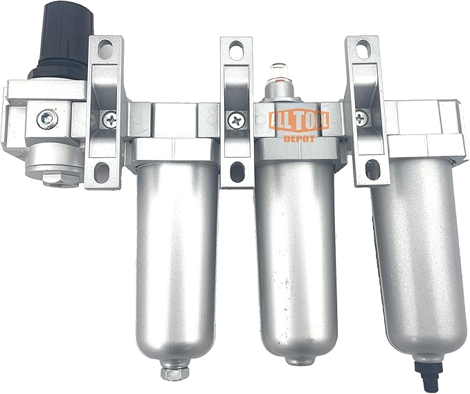 1/2" NPT HEAVY DUTY Industrial Grade 4 Stages Filter Coalescing Desiccant Dryer Regulator System For Compressed Air Lines, Metal Bowls, Great For Paint Spray And Plasma Cutter (AUTO DRAIN)