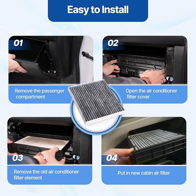 RUITO Cabin Air Filter includes Activated Carbon, Compatible with 2017-2024 Pacifica, 2020-2024 Voyager, 2021-2024 Grand Caravan, Replacement for CF12283