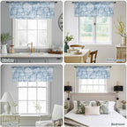 Haze Blue Retro Summer Sheer Valance Curtains, Sea Turtle Starfish Coral Ocean Light Filtering Kitchen Valances Rod Pocket Voile Curtain Window Treatment for Bedroom/Living Room/Basement 54Wx18L