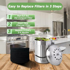 6.7 Inch Charcoal Filters for 8 Pack Kitchen Countertop Compost Bins- Extra Thick 0.4" for Longer Lasting Activated Carbon