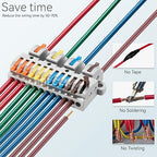 4pcs DIN Rail Terminal Blocks, DIY Splicing Wire Connectors for Circuit Inline 28-12AWG (4 in 12 Out)