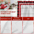 Valentine's Day Valance Curtains for Kitchen, Gnome Red Love Plaid Wood Grain Privacy Rod Pocket Valance Curtain, Light-Filtering Window Treatment for Bedroom Bathroom, 60"x14"