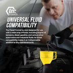 TEC Products FlexAll Long Flexible Funnels - Automotive Oil Funnel with Hose, Durable Nitrile Rubber for Oil Change, Transmission Funnel Fluid, Diesel, Fuel, Gas - Made in USA - Yellow (12 x 4 Inches)