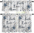 Kitchen Curtains Tiers and Valance Set of 3, Farmhouse Light Filtering Window Curtain Set, Blue Country Texas Star Vintage Berries Wooden Rod Pocket Curtain Drapes for Living Room, 36 Inches Tiers