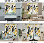 Yellow Sunflowers Swag Valances for Windows, Country Cow Flower Butterfly Farmhouse Cream Rod Pocket Kitchen Curtains Valance, Small Window Curtains Swag for Cafe Living Room, 2 Panels, 36x36 inch