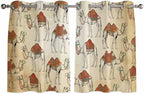 2 Panel Kitchen Cafe Curtains, Desert Sand Camel Sunlight Filtering Nature Air Through, Home Decor Window Covering Tier Curtains for Living Room 104W x 52L inch Summer Tropical Animals Vintage Beige