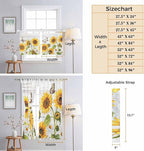 Yellow Sunflowers Kitchen Curtains 24 Inch Length, Small Window Curtains Tab Top, Vintage Country Flowers Butterfly Wood Board Light Filtering Short Window Treatments Tier Drapes 27.5"x24" 2 Panel