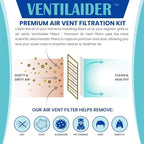 Complete Air Vent Register Filter Set Cut To Fit Any Size 16" x 60" & 50" Velcro Tape, Electrostatic Fabric. Purifies Air, Helps Reduce Allergies From Dusty Ducts, AC Furnace System (2)