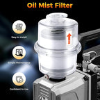 Vacuum Pump Oil Mist Filter, KF25 Quick Release Flange 95% Filtration, PC Clear Shell with 15.75in Oil Drain Pipe for Industrial, Laboratory (4.1×5.6in)