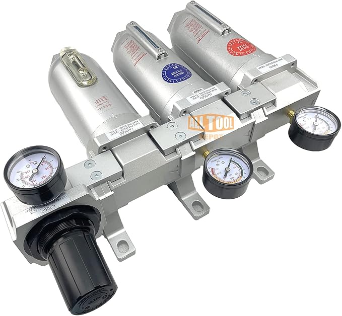 3/4" NPT SUPER DUTY Industrial Grade 4 Stages Filter Coalescing Desiccant Dryer Regulator System For Compressed Air Lines, Metal Bowls, Great For Paint Spray And Plasma Cutter (AUTO DRAIN)