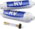RV Water Filter - Inline Water Filter with Flexible Hose Protector - NSF & ANSI 42 Certified - Camping Essentials for Reducing Odors, Bad Taste, Chlorine and Rust（2 Pack）