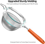 U-Taste Medium Fine Mesh Strainer: 18/8 Stainless Steel 4.73in 30 Mesh Kitchen Food Sieve with Sturdy Riveted Silicone Handle, Heavy Duty Deep Handheld Metal Colander for Rice, Quinoa, Flour (Orange)