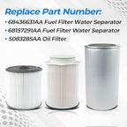 6.7L Cummins Fuel Filter Water Separator set for 2019 2020 2021 2022 2023 2024 Ram Turbo Diesel Engines 68157291AA 68436631AA and Oil Filter 5083285AA