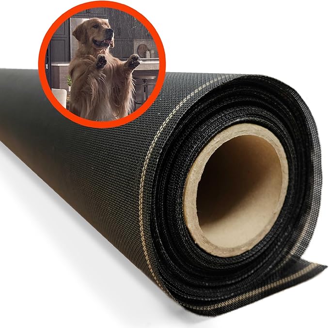 Pet & Weather Resistant Insect Screen - 17/14 Super Screen (108 in x 50 ft) - Mesh Screen for Patio Porch Pool Cage & Lanai - Replacement Screen Roll, Black - Dog & Cat Proof Screens for Windows