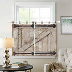 Farmhouse Wood Grain Kitchen Curtains 45 Inch Length, Short Cafe Window Curtains Tab Top, Vintage Country Barn Gate Brown Light Filtering Window Treatments Tier Drapes 27.5"x45" 2 Panel